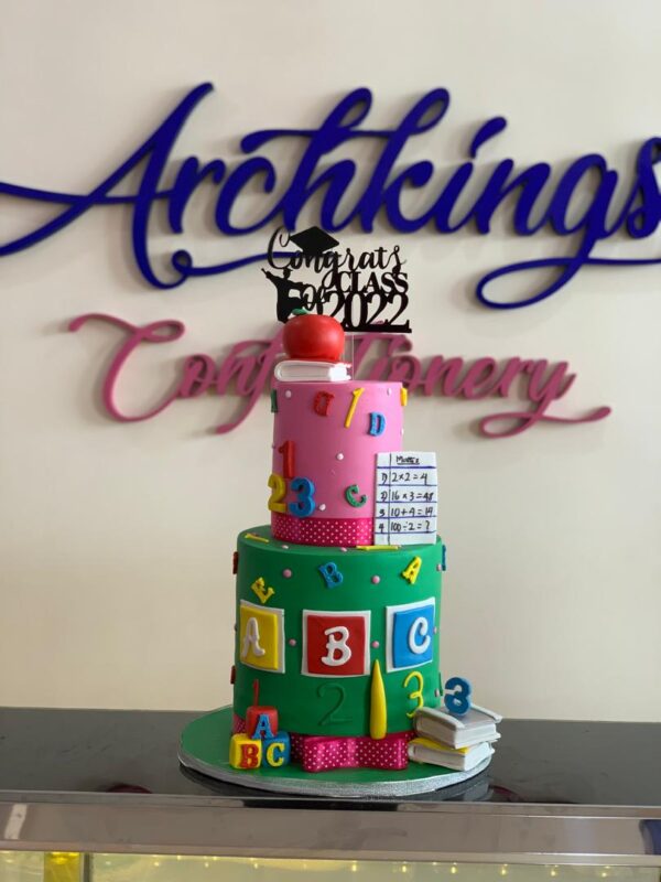 2-tiers Classroom Themed Cake